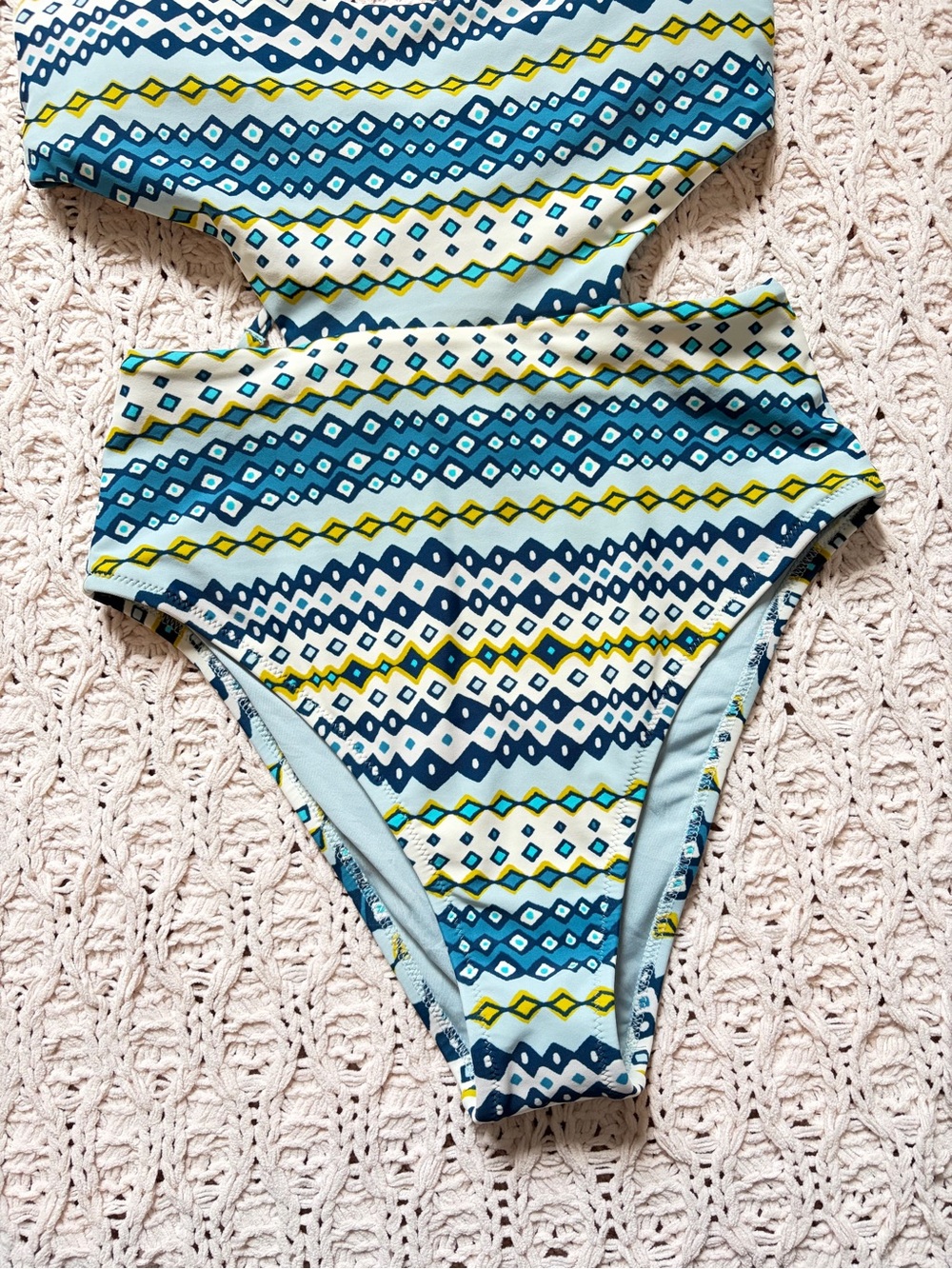 Aerie Women’s One Piece Swimsuit - Geometric Blue & Green - Size Small - Picture 4 of 7